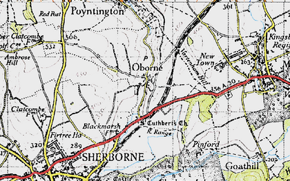 Old map of Oborne in 1945