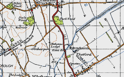 Old map of Obthorpe Lodge in 1946