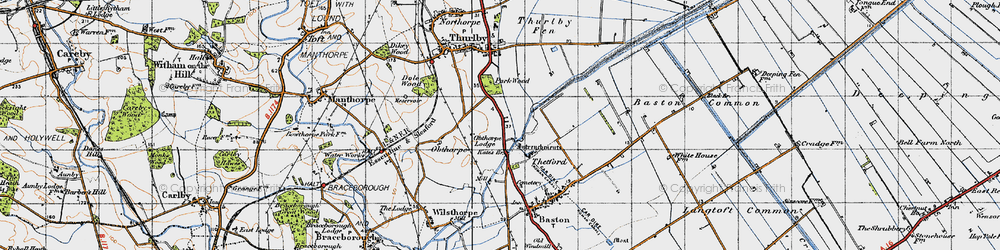 Old map of Obthorpe Lodge in 1946