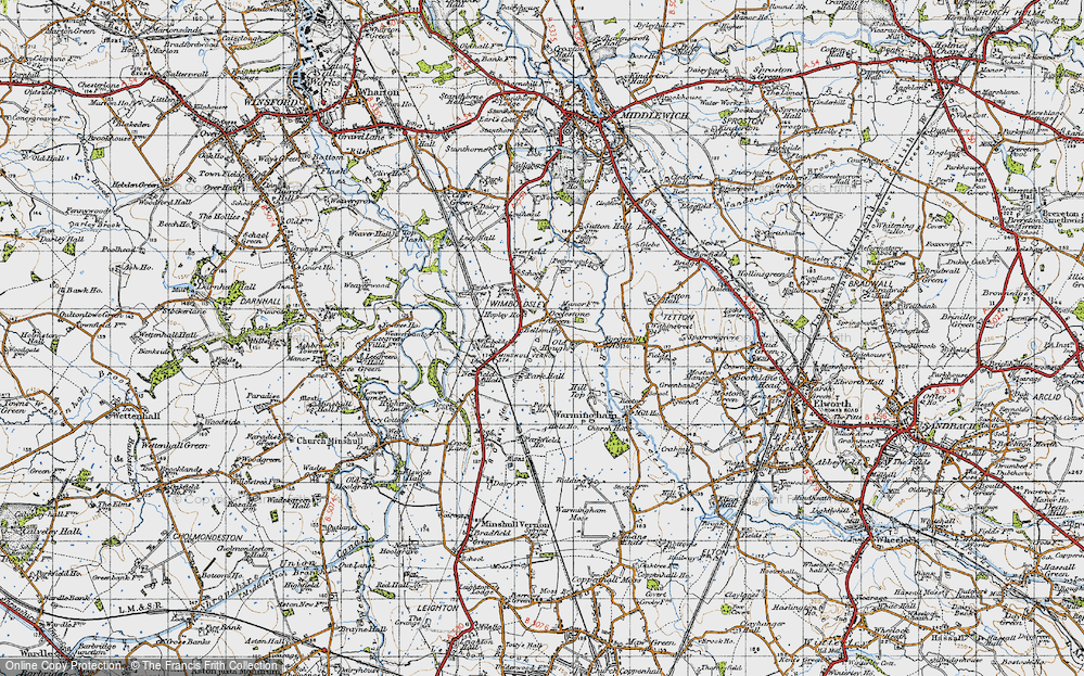 Old Map of Occlestone Green, 1947 in 1947