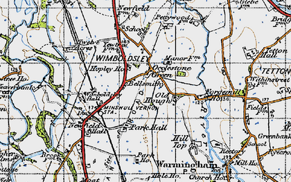 Old map of Occlestone Green in 1947