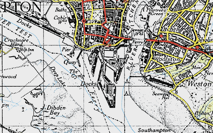 Old map of Ocean Village in 1945