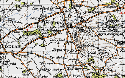 Old map of Bryn Cnewyllyn in 1947