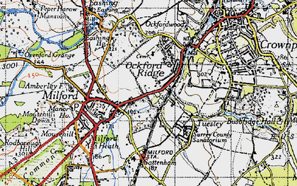 Old map of Ockford Ridge in 1940