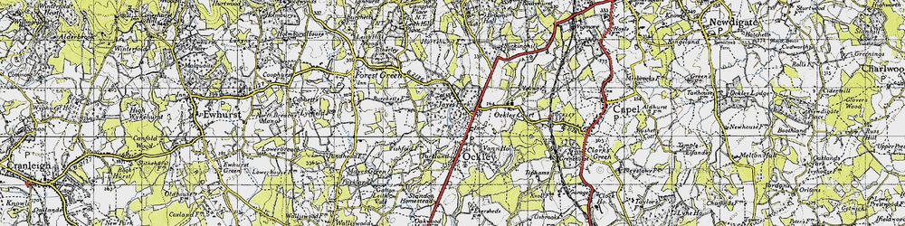 Old map of Ockley in 1940