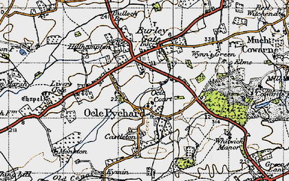 Old map of Ocle Pychard in 1947