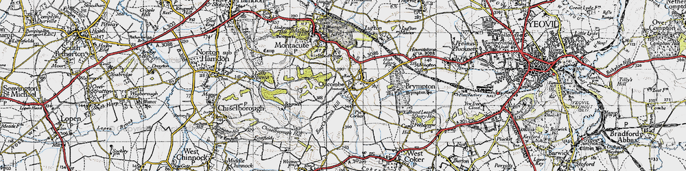 Old map of Odcombe in 1945