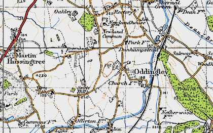 Old map of Oddingley in 1947