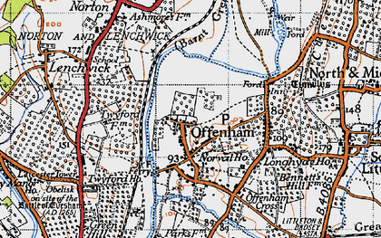 Old map of Offenham in 1946