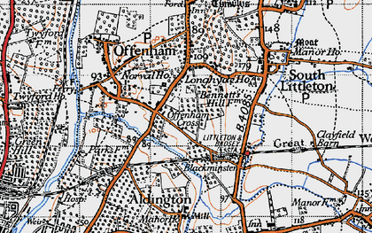 Old map of Offenham Cross in 1946