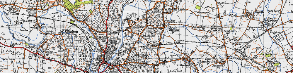Old map of Offenham Cross in 1946