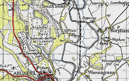 Old map of Offham in 1940