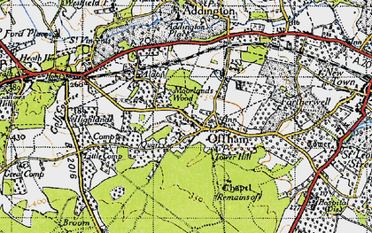 Old map of Offham in 1946