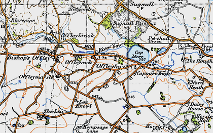 Old map of Offleyhay in 1946