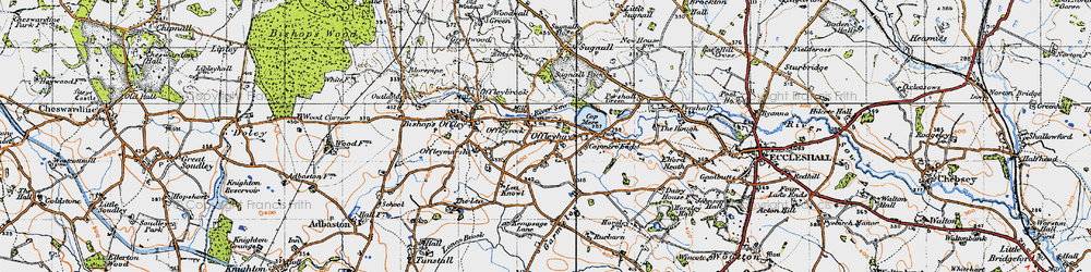Old map of Offleyhay in 1946