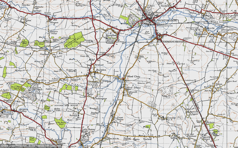 Old Map of Offord Cluny, 1946 in 1946