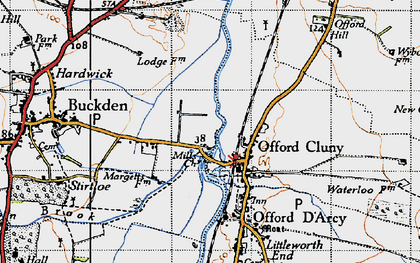 Old map of Offord Cluny in 1946