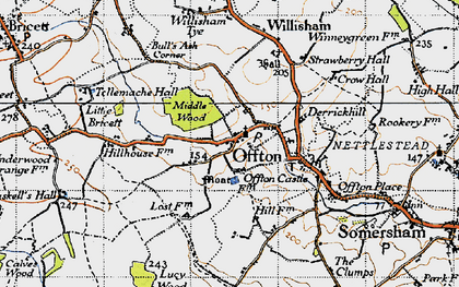 Old map of Offton in 1946