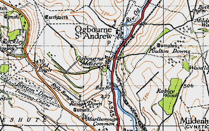Old map of Ogbourne Maizey in 1940