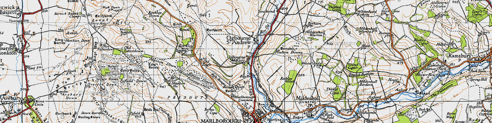 Old map of Ogbourne Maizey in 1940