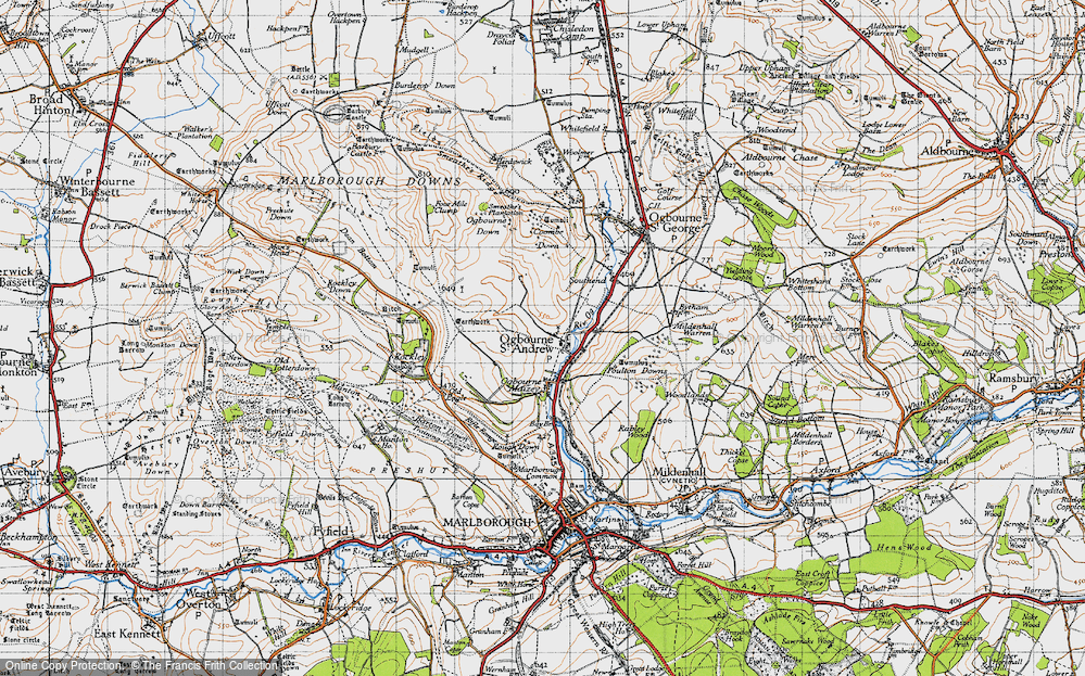 Old Map of Ogbourne St Andrew, 1940 in 1940