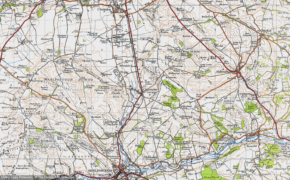 Old Map of Historic Map covering Yielding Copse in 1947