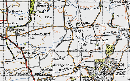 Old map of Ogle in 1947
