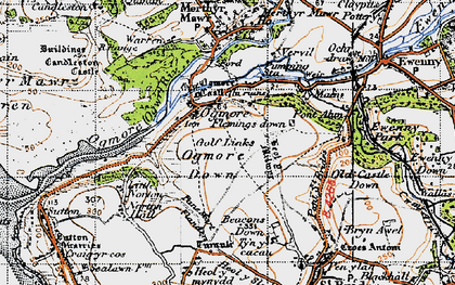 Old map of Beacons Down in 1947