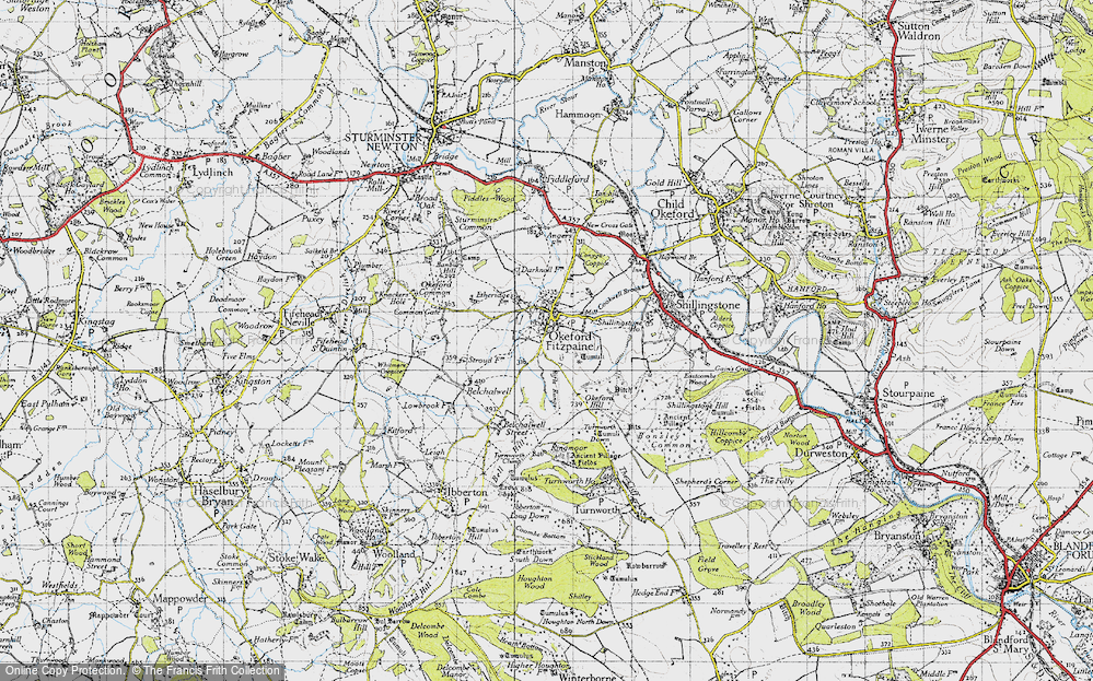 Old Map of Okeford Fitzpaine, 1945 in 1945