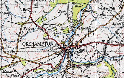 Old map of Okehampton in 1946