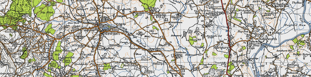 Old map of Alderleys, The in 1947