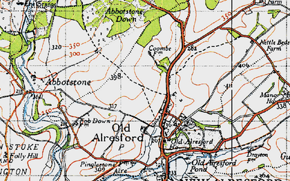 Old map of Abbotstone Woods in 1945