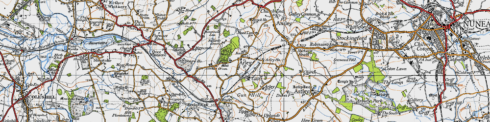 Old map of Old Arley in 1946