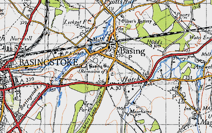 Old map of Old Basing in 1945