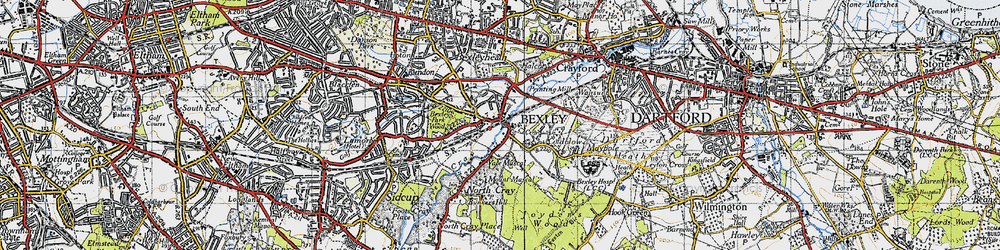 Old map of Bexley Woods in 1946