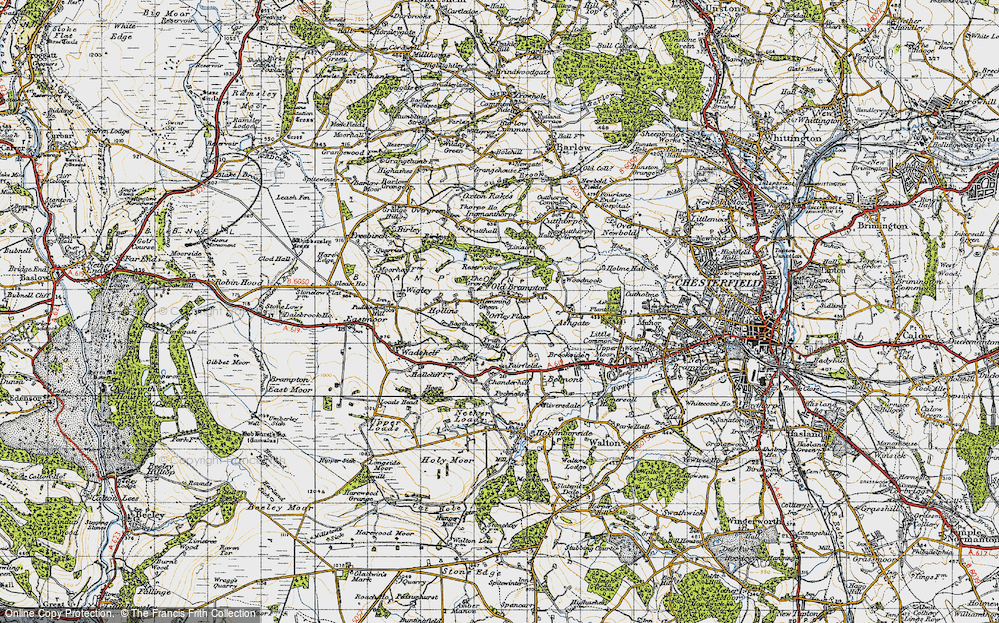Old Map of Historic Map covering Linacre Resrs in 1947