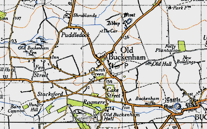 Old map of Old Buckenham in 1946