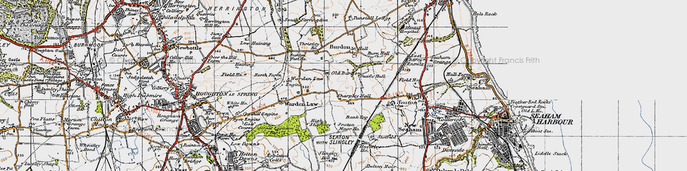 Old map of Old Burdon in 1947