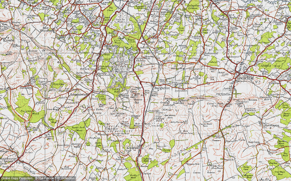 Old Map of Old Burghclere, 1945 in 1945