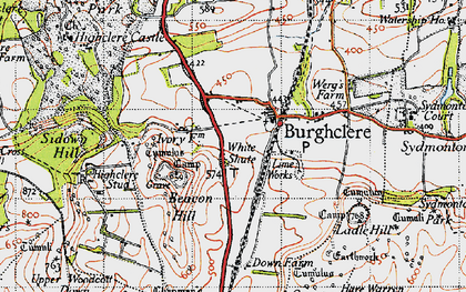 Old map of Old Burghclere in 1945