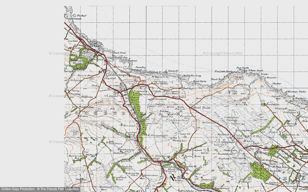 Old Map of Historic Map covering Andrew's Cairn in 1947