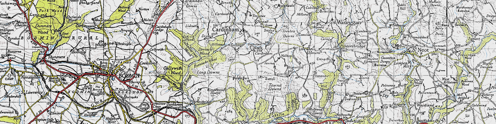Old map of Old Cardinham Castle in 1946