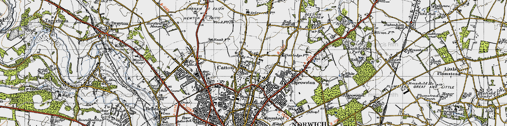 Old map of Beeston Park in 1945