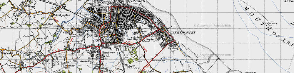 Old map of Old Clee in 1946