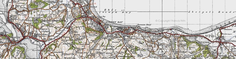 Old map of Old Colwyn in 1947