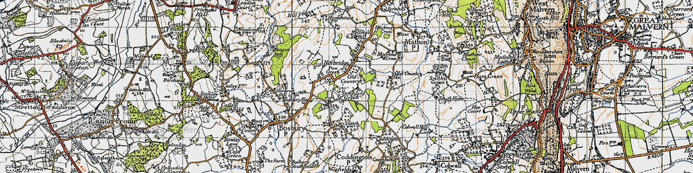 Old map of Coddington Cross in 1947