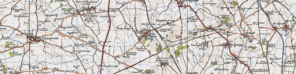 Old map of Old Dalby in 1946