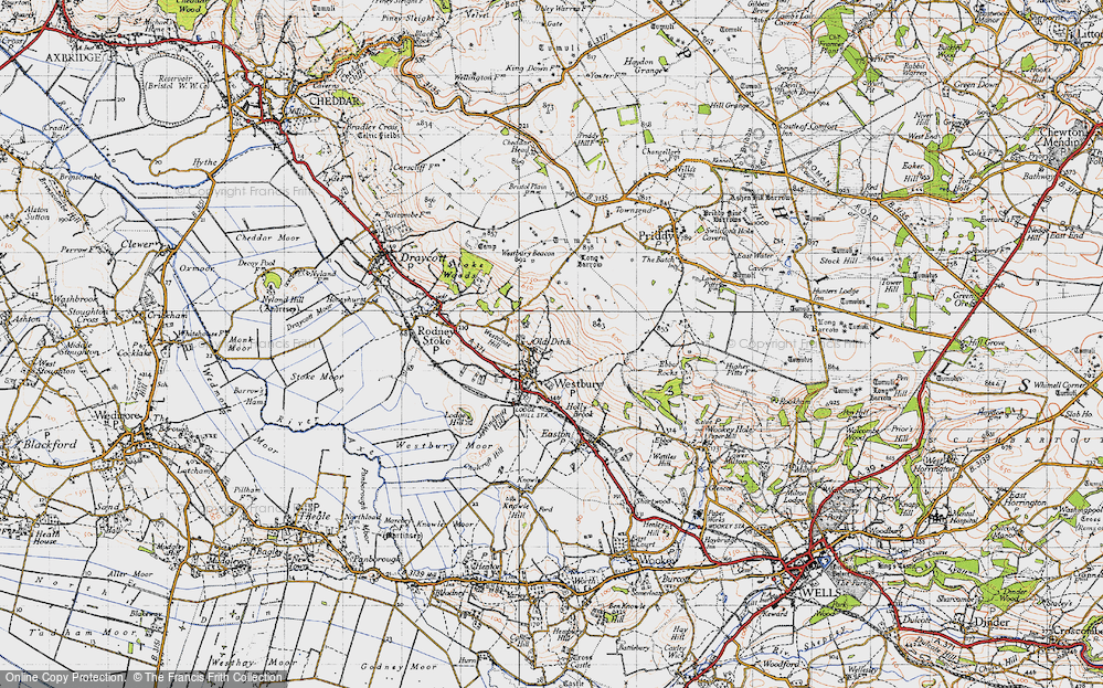 Old Map of Historic Map covering Westbury Beacon in 1946