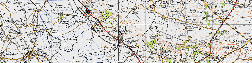 Old map of Westbury Beacon in 1946