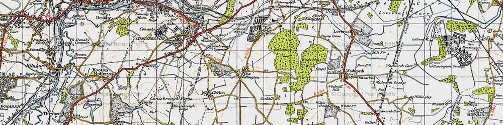 Old map of Old Edlington in 1947